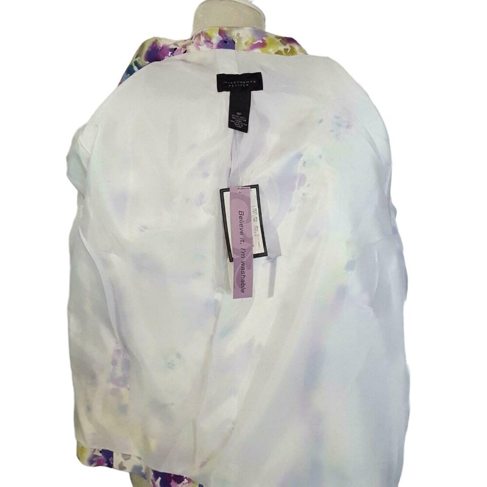 Petites Women’s Open Front Blazer Green Purple 100% Cotton Size 8P NWT - Picture 9 of 12